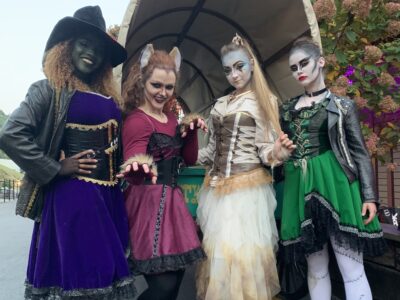 Four entertainers dressed as the Spice Ghouls for Tweetsie Railroad's annual Ghost Train Halloween Celebration.